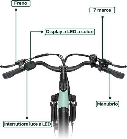 Bicicletta Elettrica MileCity 1 Blue 26" – Batteria Rimovibile 36V 13Ah