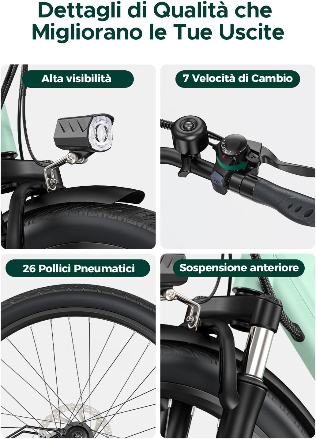 Bicicletta Elettrica MileCity 1 Blue 26" – Batteria Rimovibile 36V 13Ah