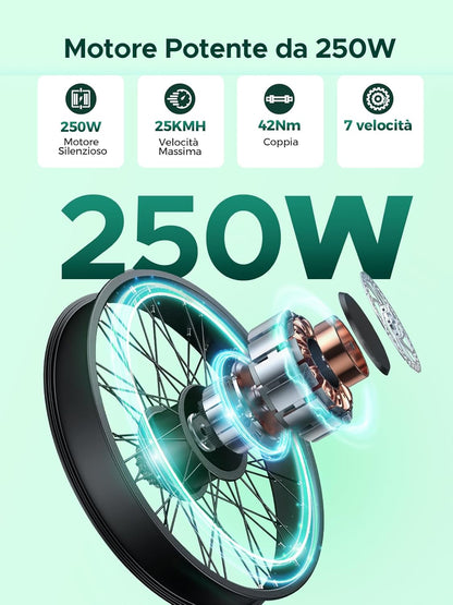 Bicicletta Elettrica MileCity 1 Blue 26" – Batteria Rimovibile 36V 13Ah